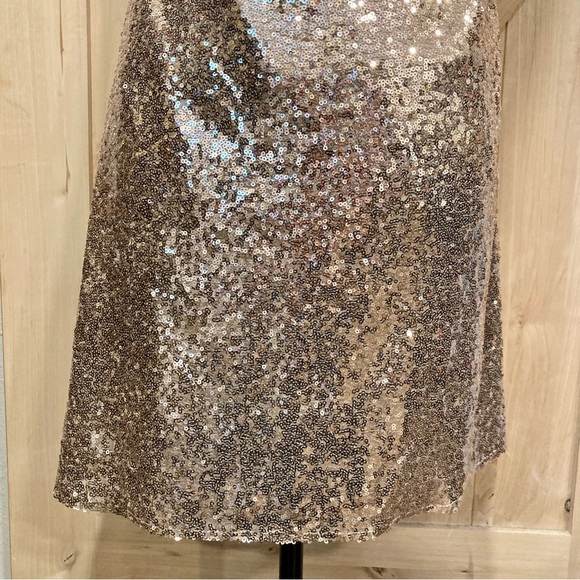She + Sky Gold Sequin Halter Mini Dress Medium NWT - Picture 4 of 15